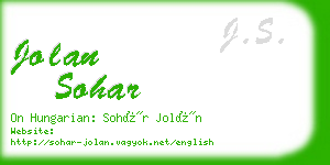 jolan sohar business card